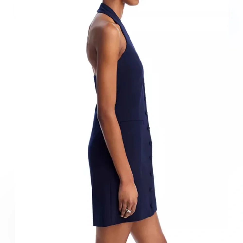 New AQUA Halter Mini Dress Navy blue - Picture 3 of 6
